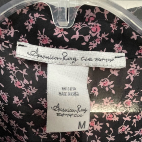 American Rag Black and pink floral Smocked Mini Sundress - Picture 5 of 5